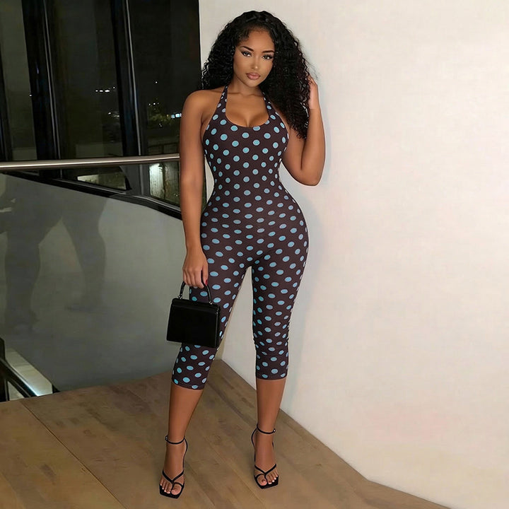 Dame Figurformende Jumpsuit med Polka-Dots og smal passform Skjora