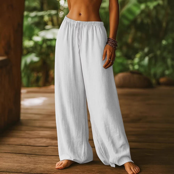 Ladies Wide Cut Summer Trousers with Elastic Waistband and Drawstring Skjora