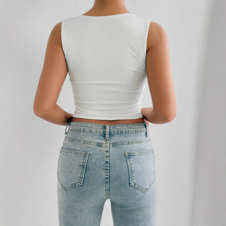 Damer figurnær Crop-Top med dyp V-hals Skjora