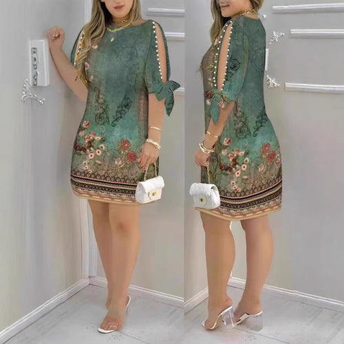Dame Romantisk Minikjole med transparente ermer og leken blomsterdesign Skjora