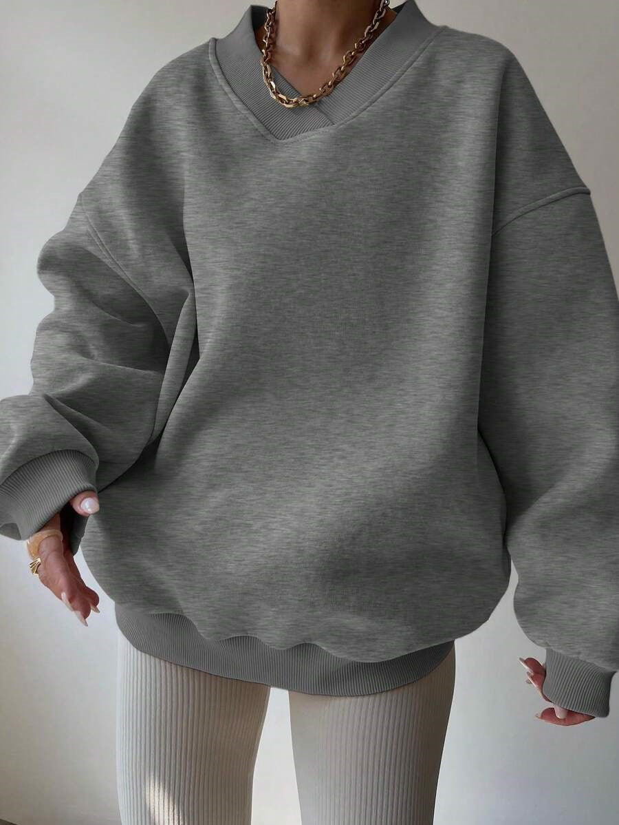 Dame Oversized Sweatshirt med V-hals Skjora