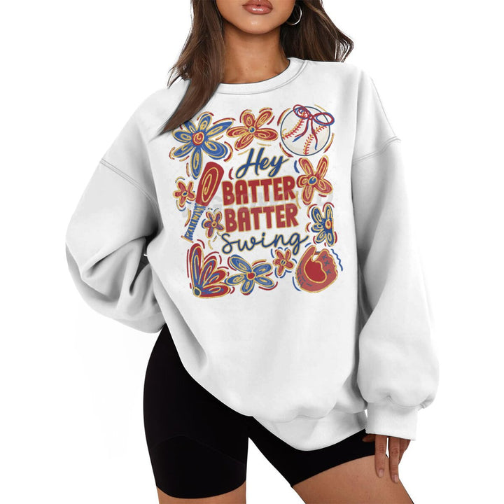 Damer sweatshirt med kreativ baseballmotiv og avslappet snitt Skjora