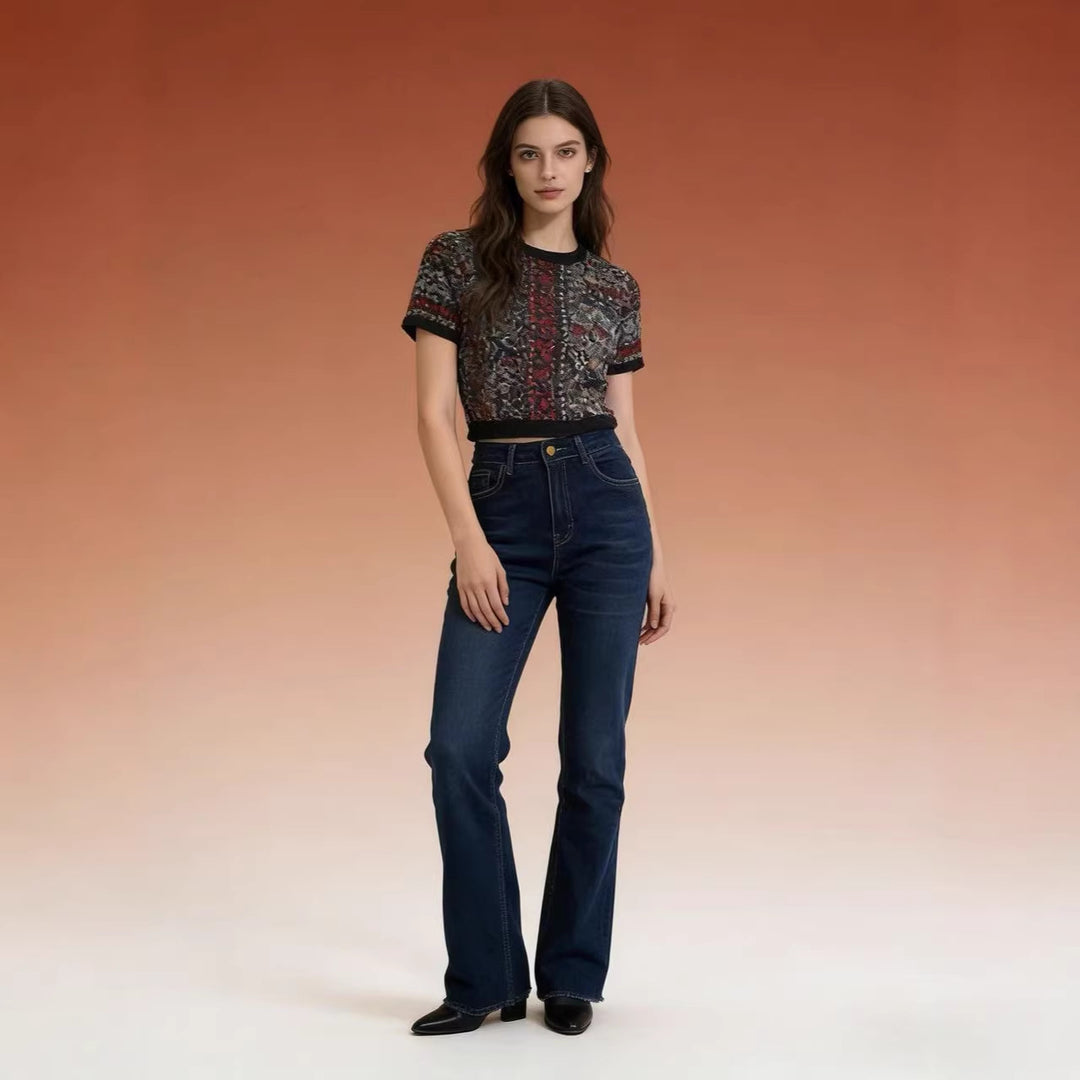 Damer høy midje bootcut jeans i elegant design Skjora