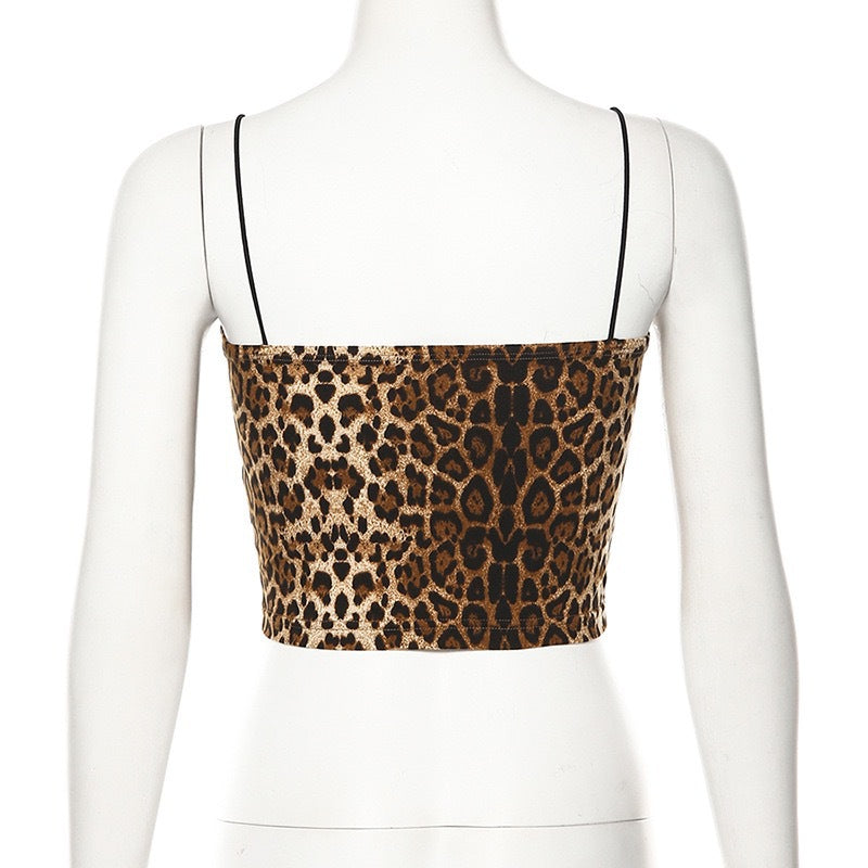 Dame Crop-Top med dyremønster og justerbare stropper Skjora