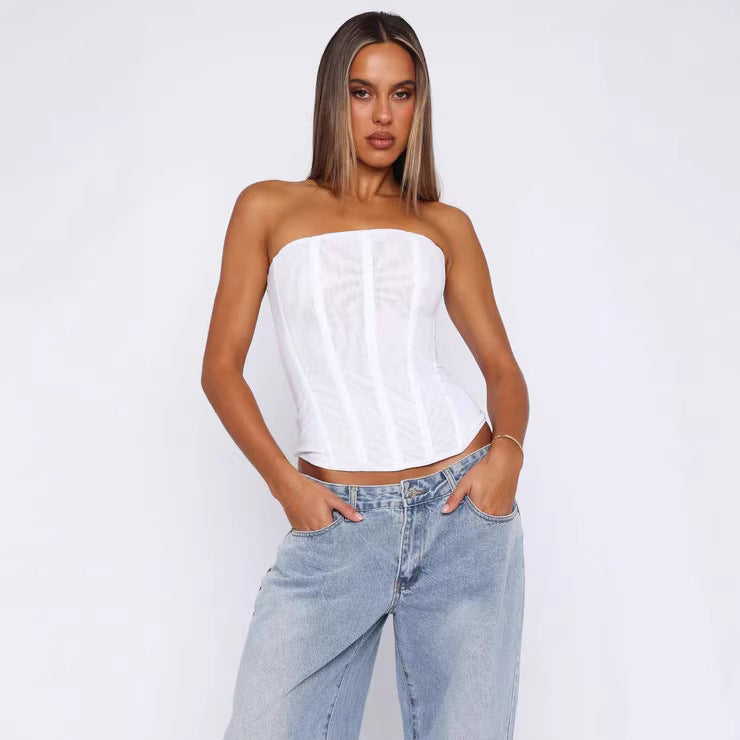 Damen Dessous-Kleid mit eleganten Fransen und transparentem Oberteil Skjora