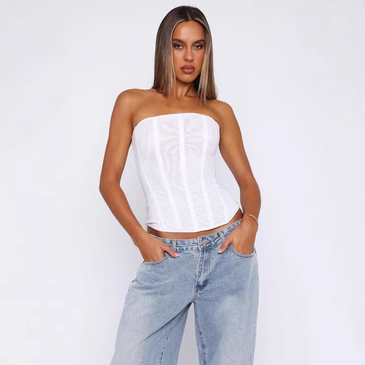 Damen Dessous-Kleid mit eleganten Fransen und transparentem Oberteil Skjora