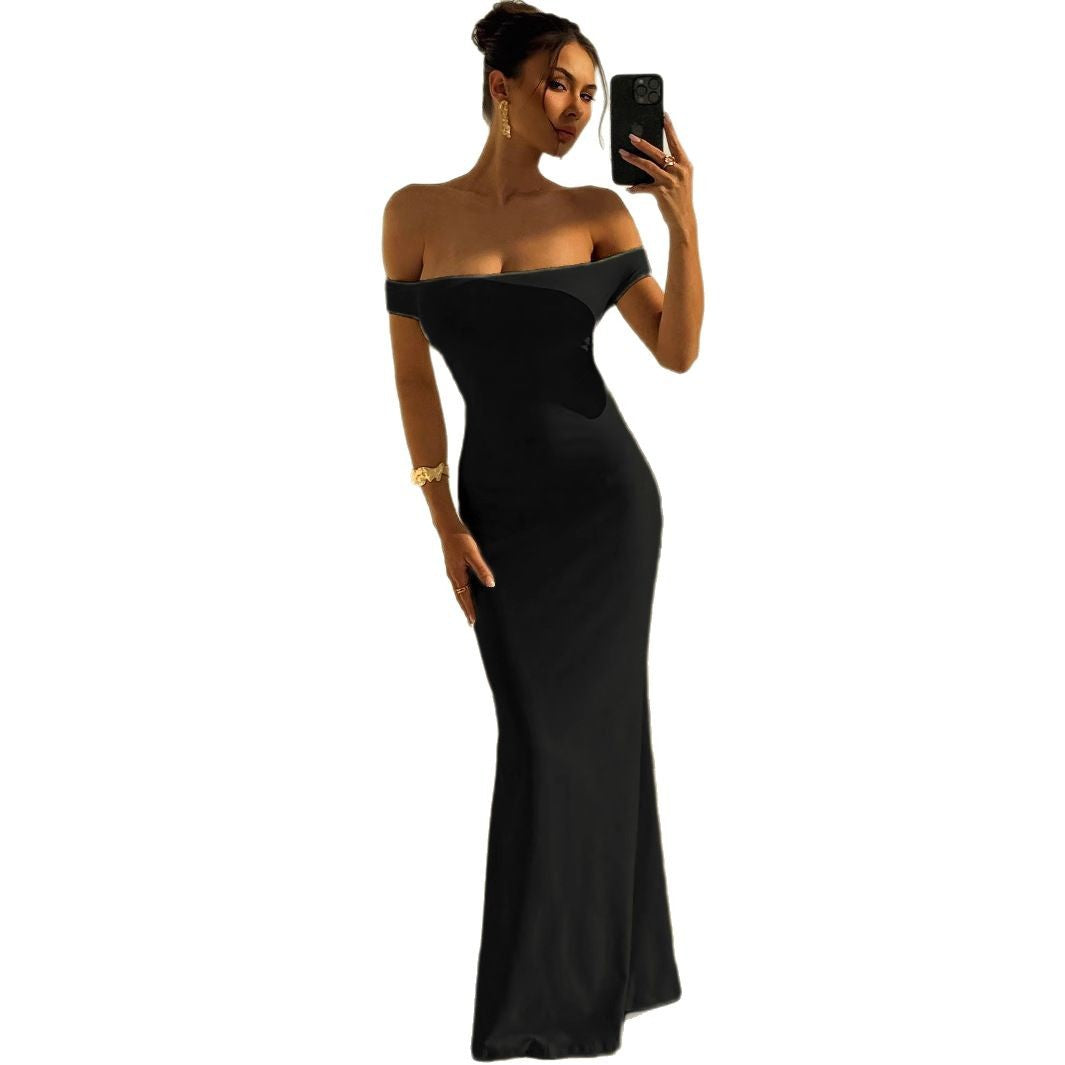 Damer Elegant Off-Shoulder Maxikjole med figurnær passform Skjora