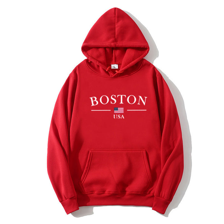 Damehette med hette med Boston-trykk Skjora
