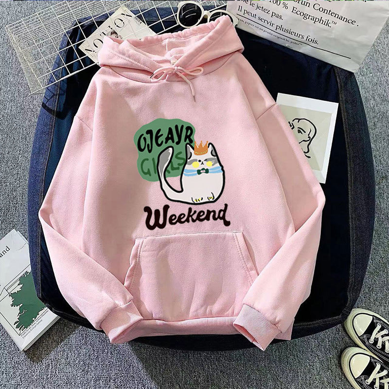 Damen Kapuzenpullover mit verspieltem Katzenmotiv Skjora