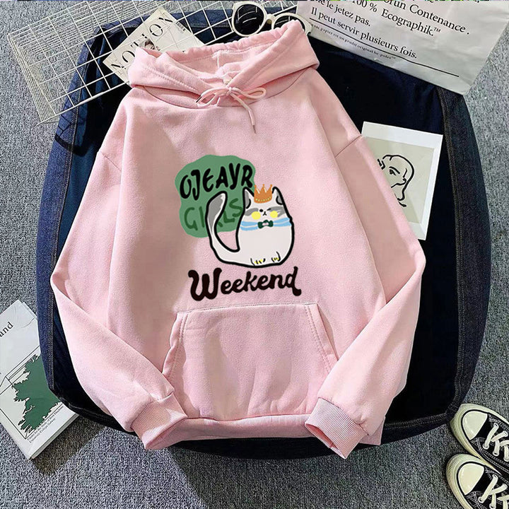 Damen Kapuzenpullover mit verspieltem Katzenmotiv Skjora