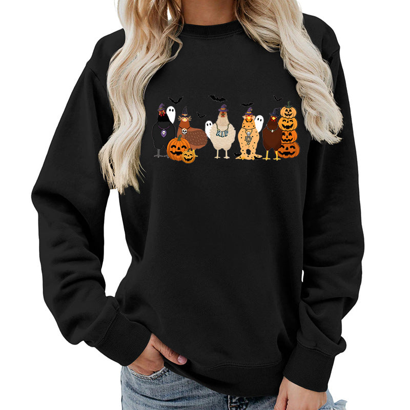 Dame sweatshirt med muntert Halloween-motiv Skjora