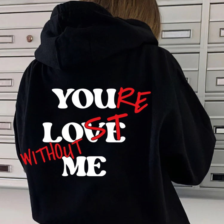 Dame Oversized Hoodie med Inspirerende Trykk Skjora