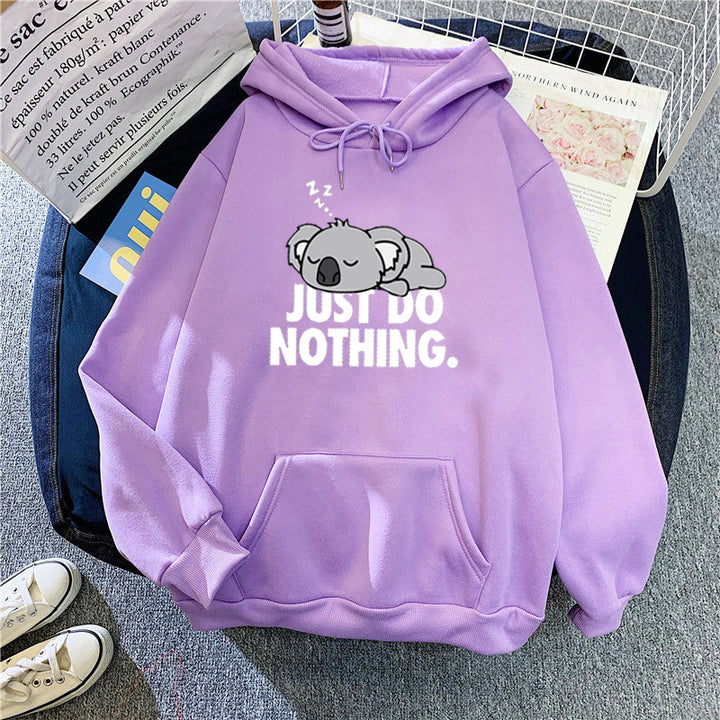 Damen Kapuzenpullover mit verspieltem Koala-Motiv und motivierendem Schriftzug Skjora