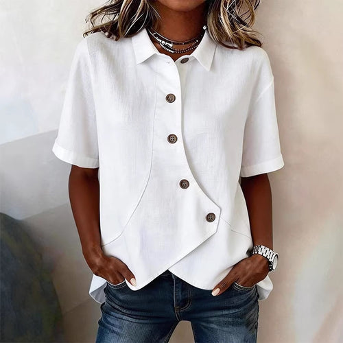Dame spesielt designet bluse med unike knapppanel Skjora