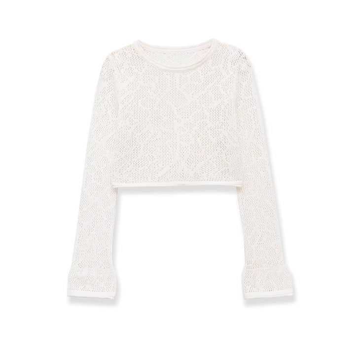 Dame Cropped Strikketopp med elegant lengdemønster Skjora
