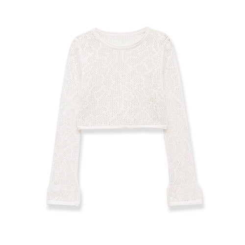 Dame Cropped Strikketopp med elegant lengdemønster Skjora