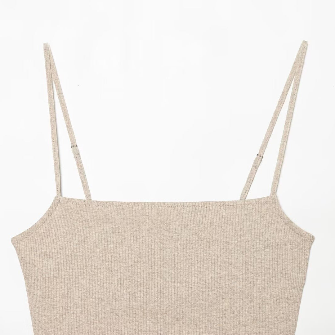 Dame Cropped Top med delikate stropper og glitrende kant Skjora