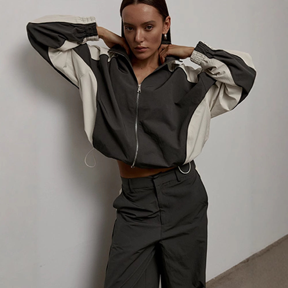 Kvinnelig sporty zip-jakke med elegant snitt og høy krage Skjora