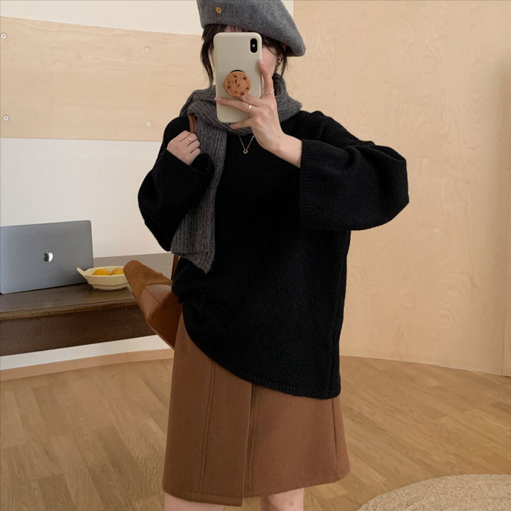 Dame oversized strikkegenser med vid snitt og fint materiale Skjora