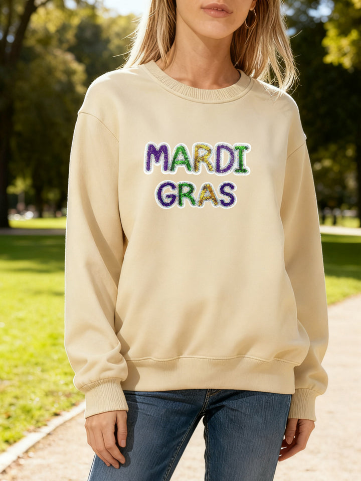Kvinners hettegenser med livlig Mardi Gras-trykk Skjora