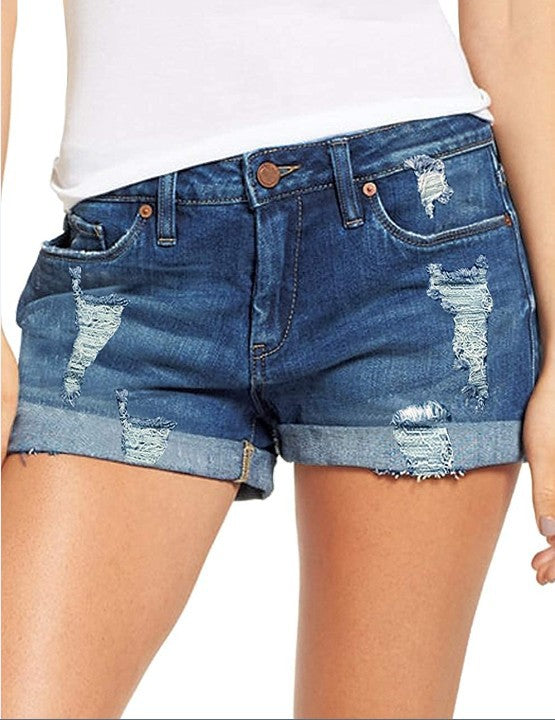Damer Destroyed Denim-Shorts i casual fritidsstil Skjora