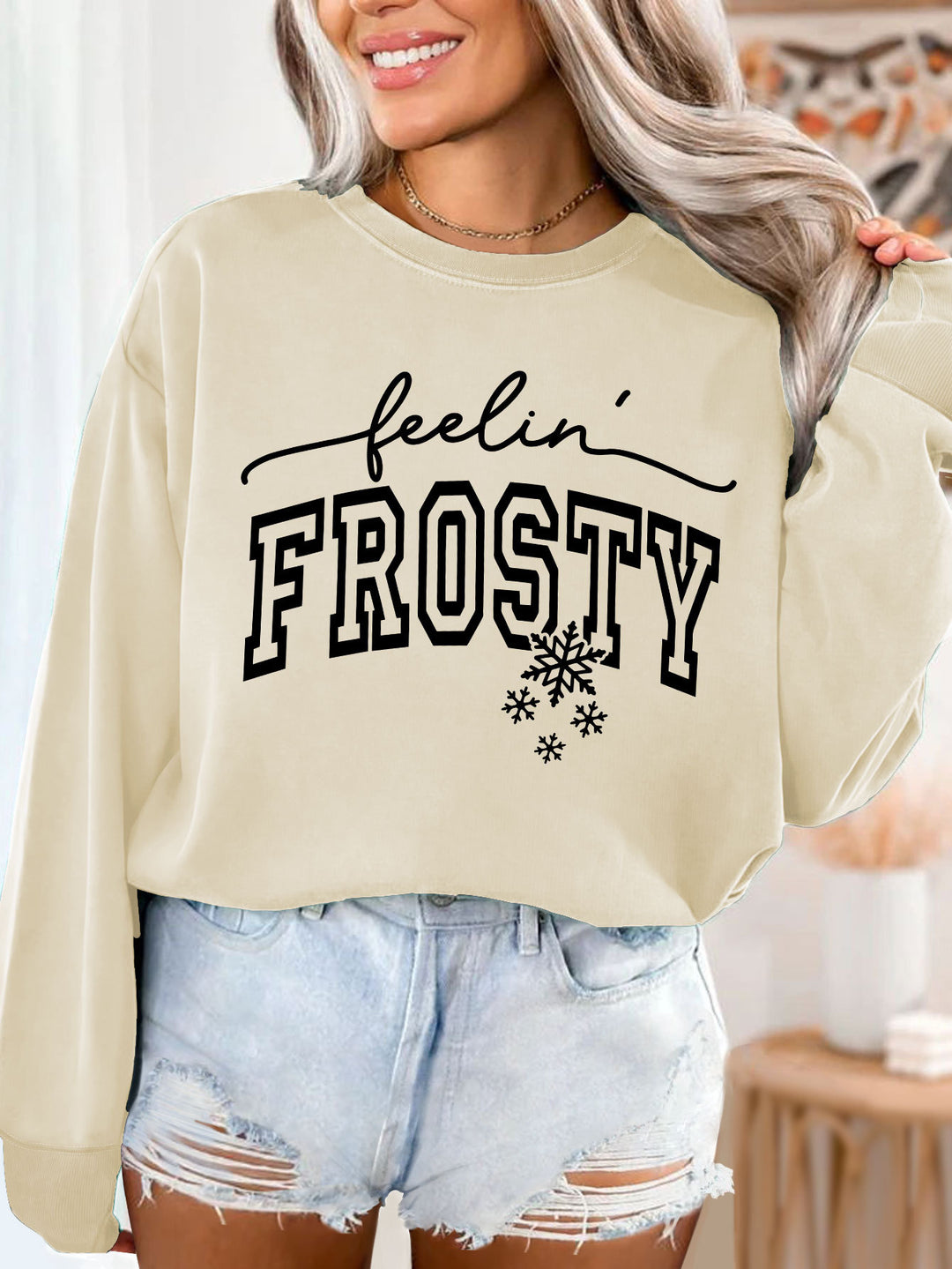 Dame sweatshirt med grafisk trykk Skjora