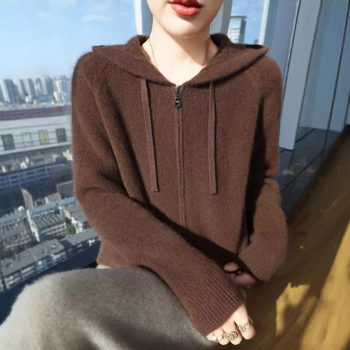 Kvinne Cozy Hoodie Jakke med Mykt Materiale og Glidelås Skjora