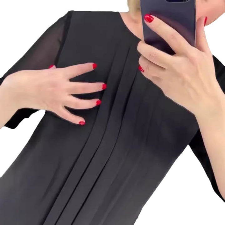Kvinne elegant volangkjole med transparente ermer Skjora