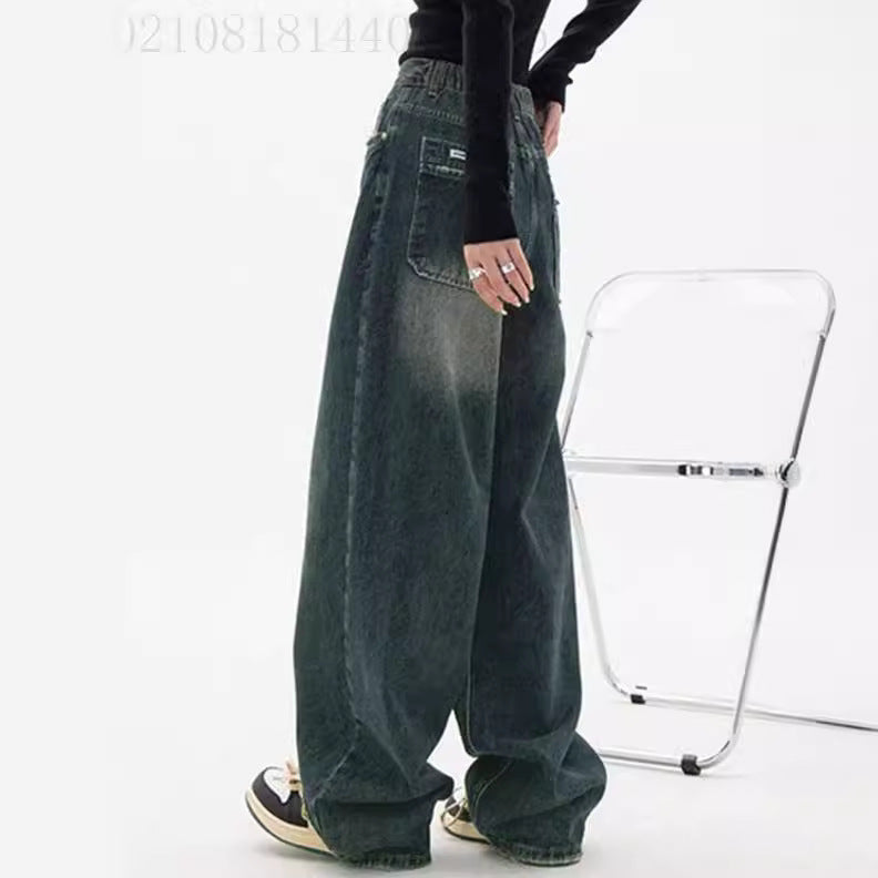 Dame brede høy midje jeans Skjora