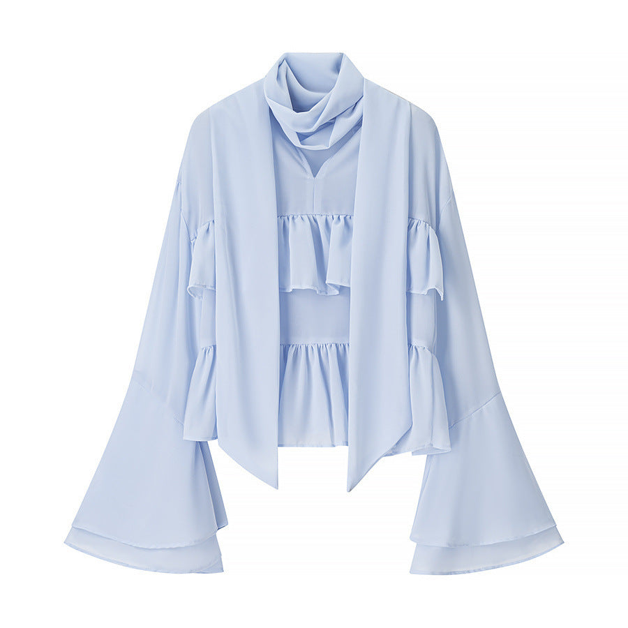 Damer Elegant Chiffon Jakke med Volangdetaljer Skjora