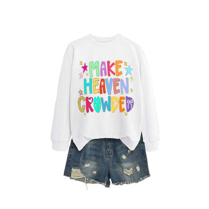 Dame sweatshirt med fargerik design og leken tekst Skjora