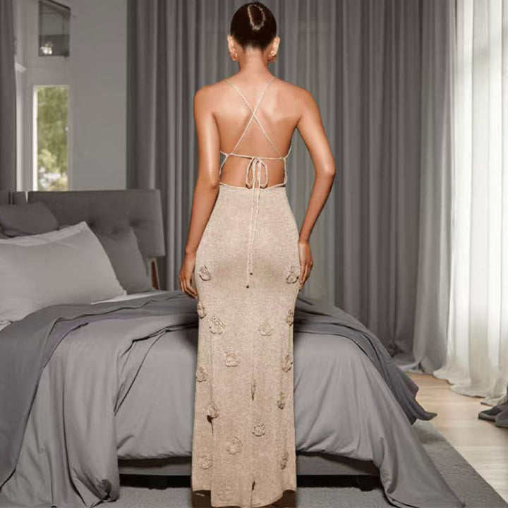 Damen glamouröses Abendkleid mit floralem Design Skjora