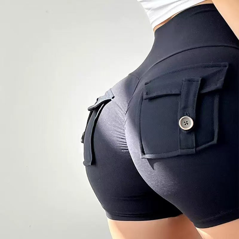 Dame sporty shorts med dekorative lommer og elastisk linning Skjora