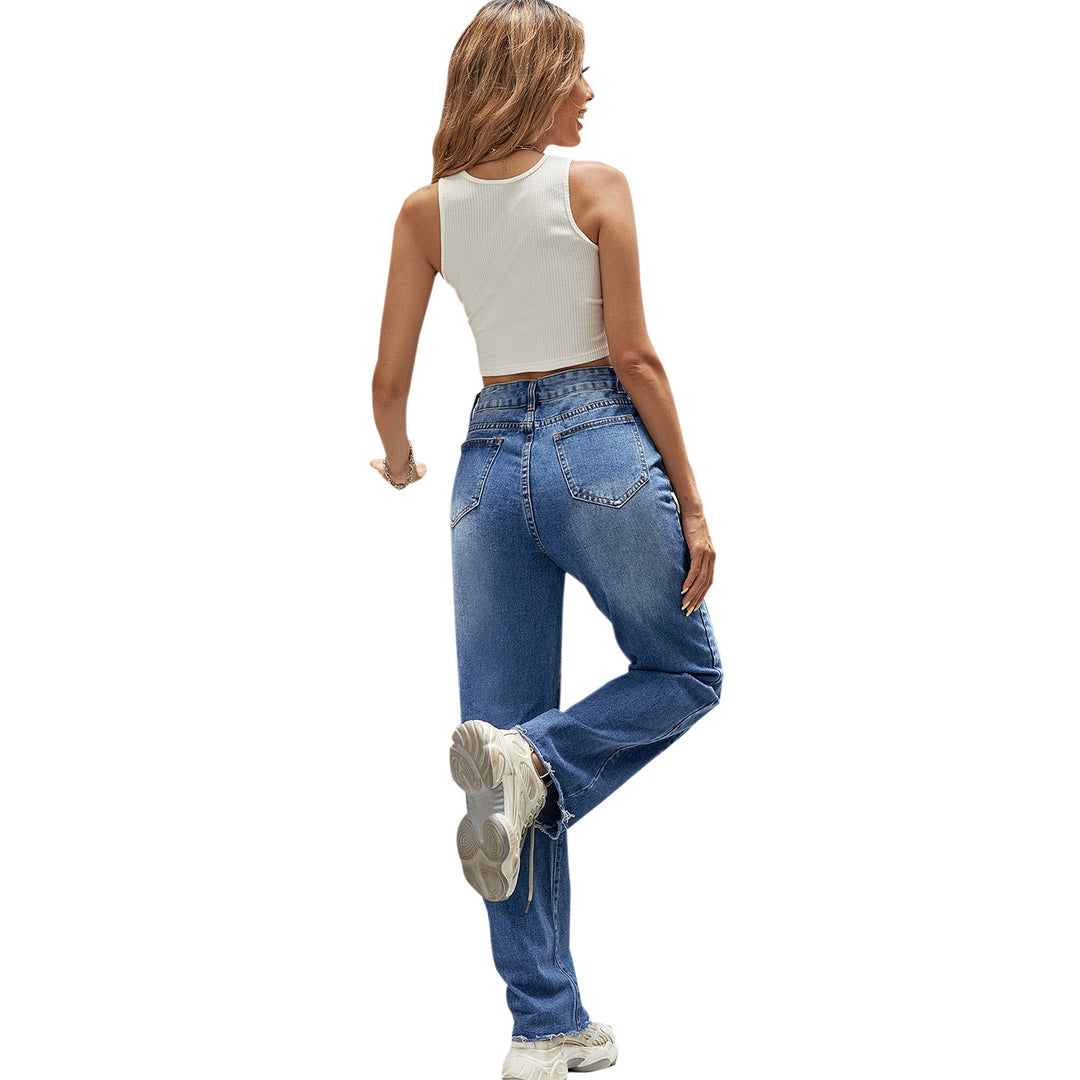 Kvinne høytaljede jeans i klassisk snitt med casual bootcut Skjora