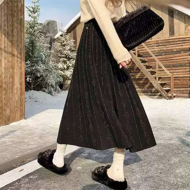 Damer Elegant Maxi Skjørt med fint teksturmønster Skjora