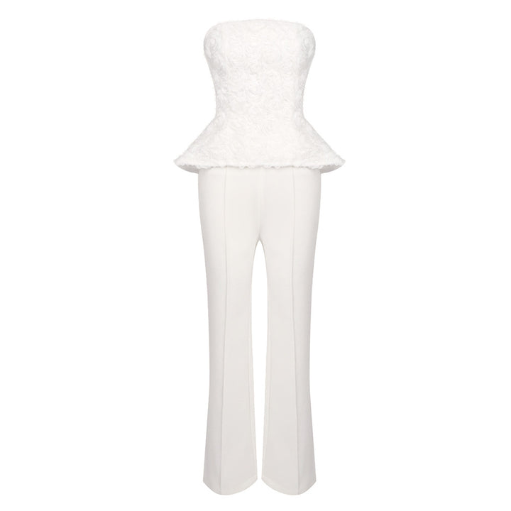Dame Elegant Peplum-Topp med utsvingt bukse Skjora