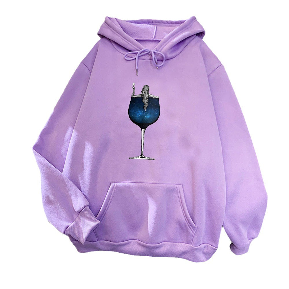 Dame hettegenser med kreativ cocktailmotiv Skjora