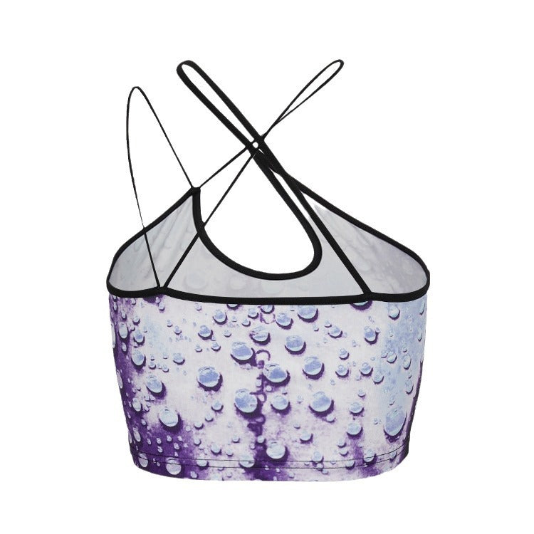 Dame Crop-Top med vannperlemotiv og elegant rygglukking Skjora