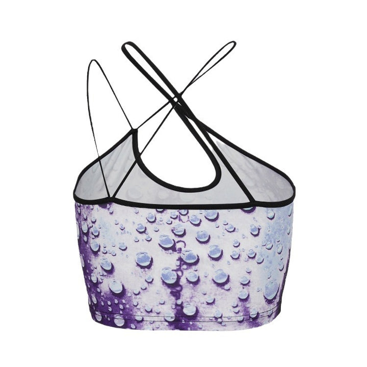 Dame Crop-Top med vannperlemotiv og elegant rygglukking Skjora