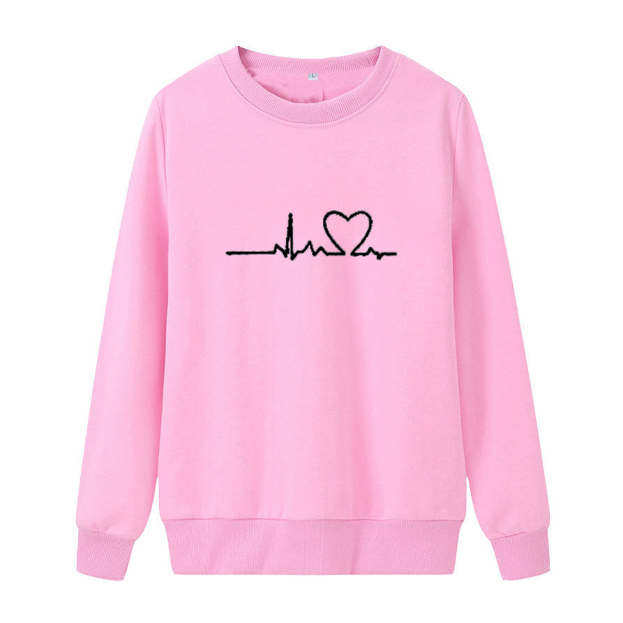 Dame Sweatshirt med hjertefrekvens grafikk Skjora
