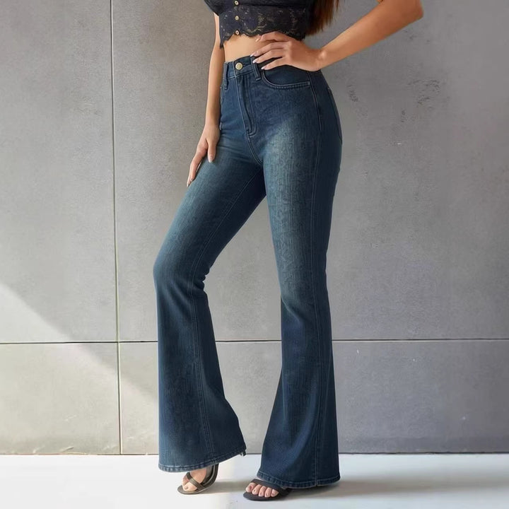 Dame Flared Jeans med høy midje og unikt strukturdesign Skjora