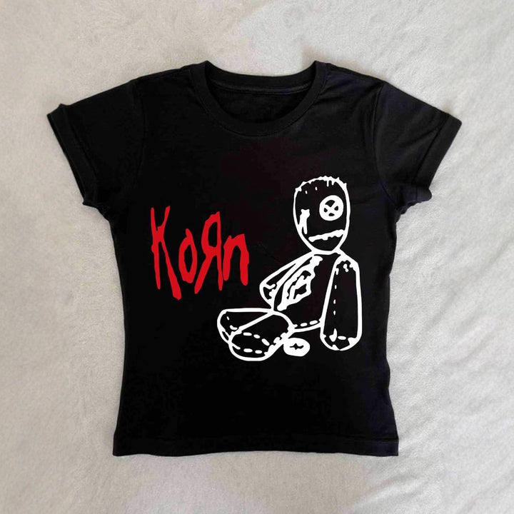 Dame T-skjorte med kreativt grafisk design og avslappet snitt Skjora