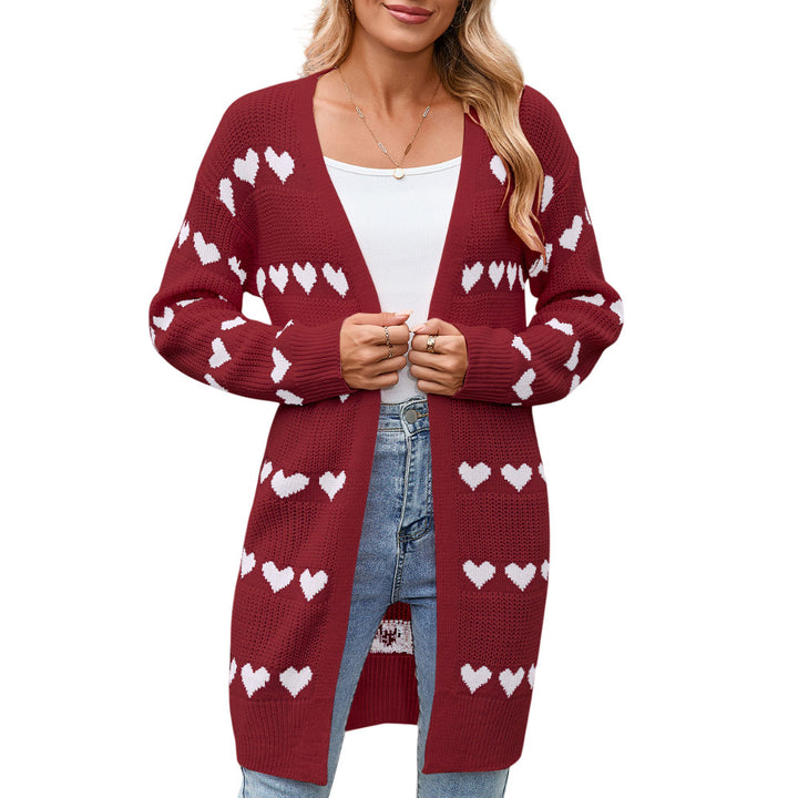 Kvinne cardigan med hjerteformet mønster Skjora