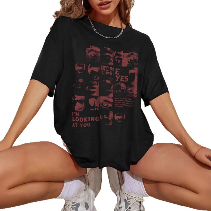 Dame Oversized T-skjorte med kreativt trykk og avslappet snitt Skjora