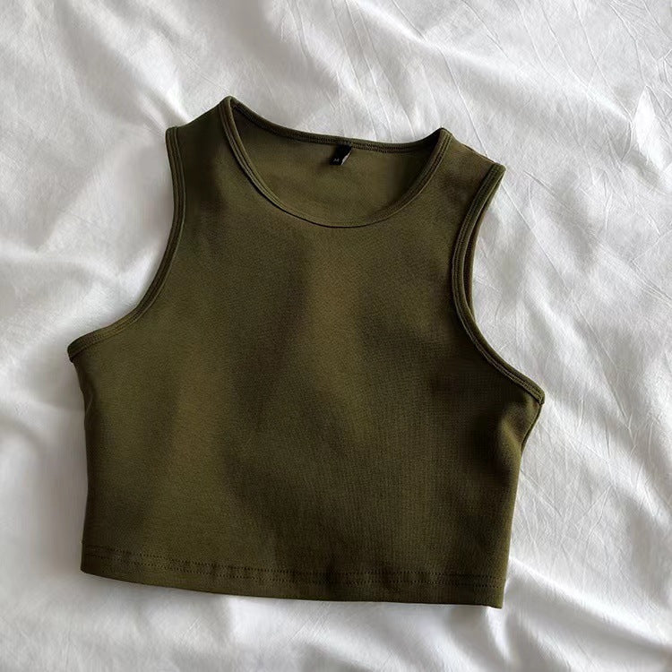 Dame crop top laget av pustende materiale med en figurnærende cut