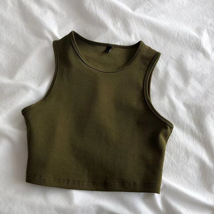 Dame crop top laget av pustende materiale med en figurnærende cut