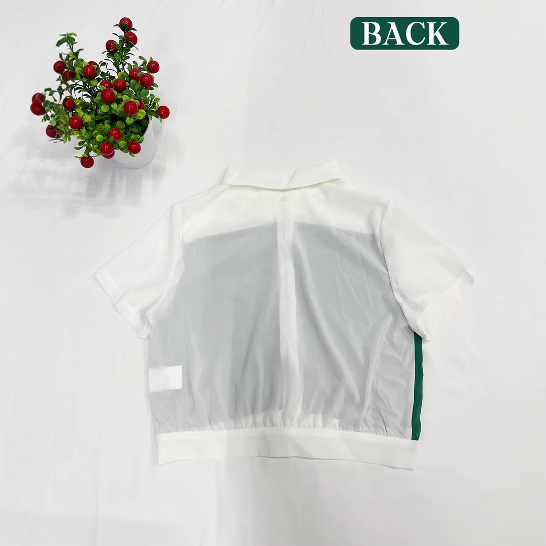Dame Cropped Skjorte med elegant fargeblokkdesign Skjora