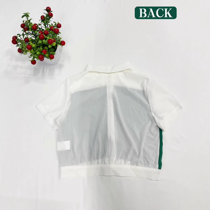 Dame Cropped Skjorte med elegant fargeblokkdesign Skjora