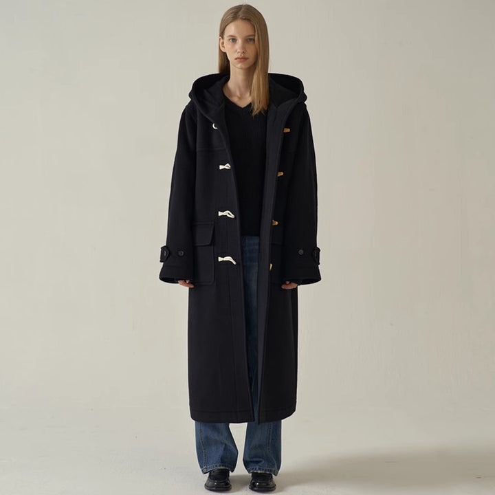 Dame lengre Dufflecoat med hette Skjora