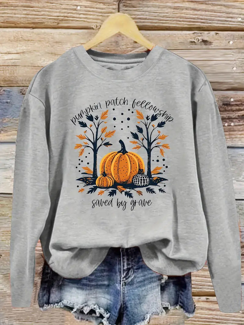Dame sweatshirt med høst gresskar design og avslappet passform Skjora